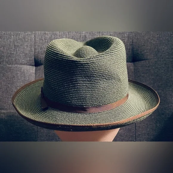 NWOB Stetson STRATOLINER Green Hemp Fedora - Picture 5 of 13
